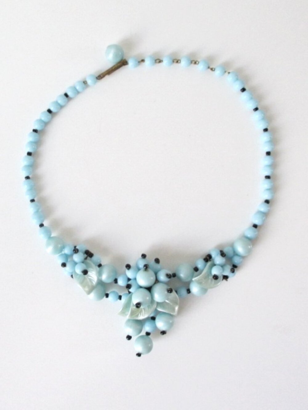 Vintage Glass Bead Cluster Necklace Choker West Germany